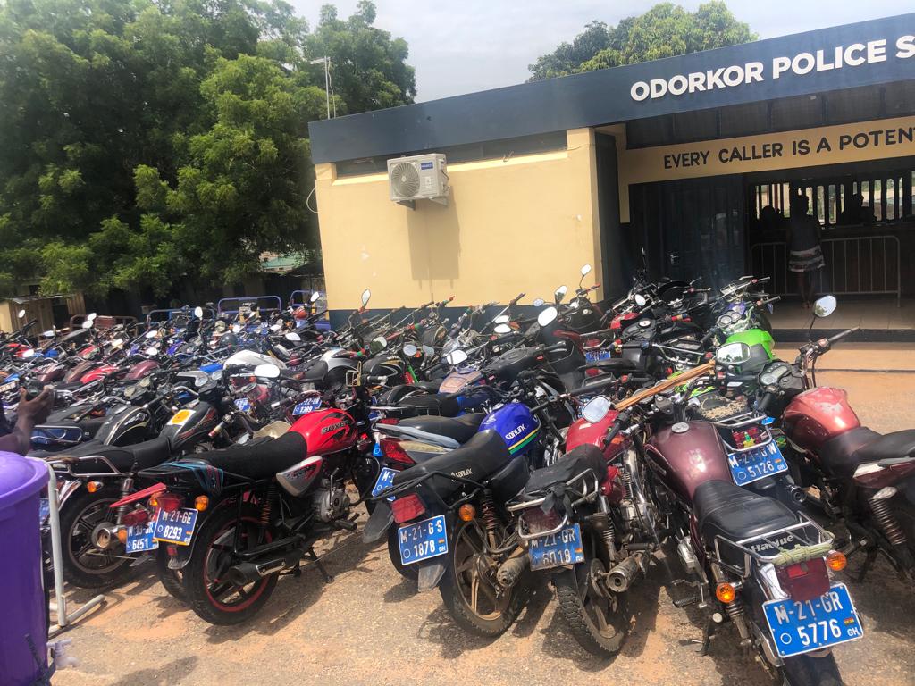 Police MTTD cautions more than 150 defaulting motorbike riders at Weija/Odorkor