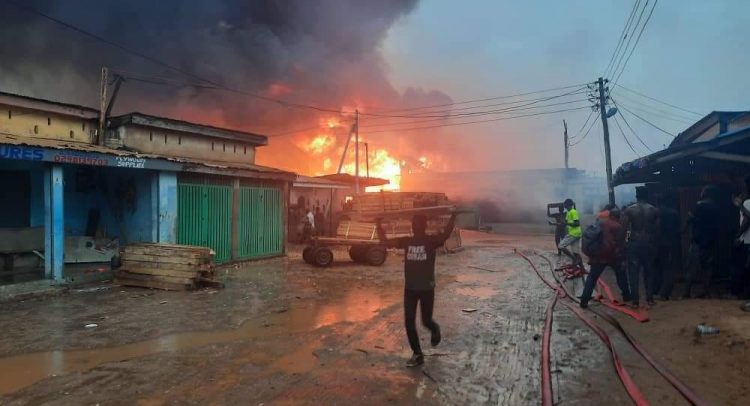 Investigations show sawdust fire razed down Tema Timber Market