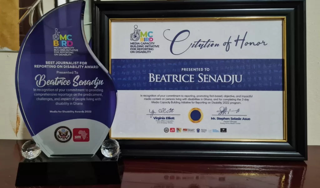 Beatrice Senadju of GBC wins MCBIRD Disability Journalist of the Year Award