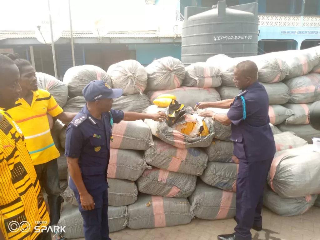 Officials of Customs Division of GRA at Dabala intercept 119 bags of contraband believed to be narcotics