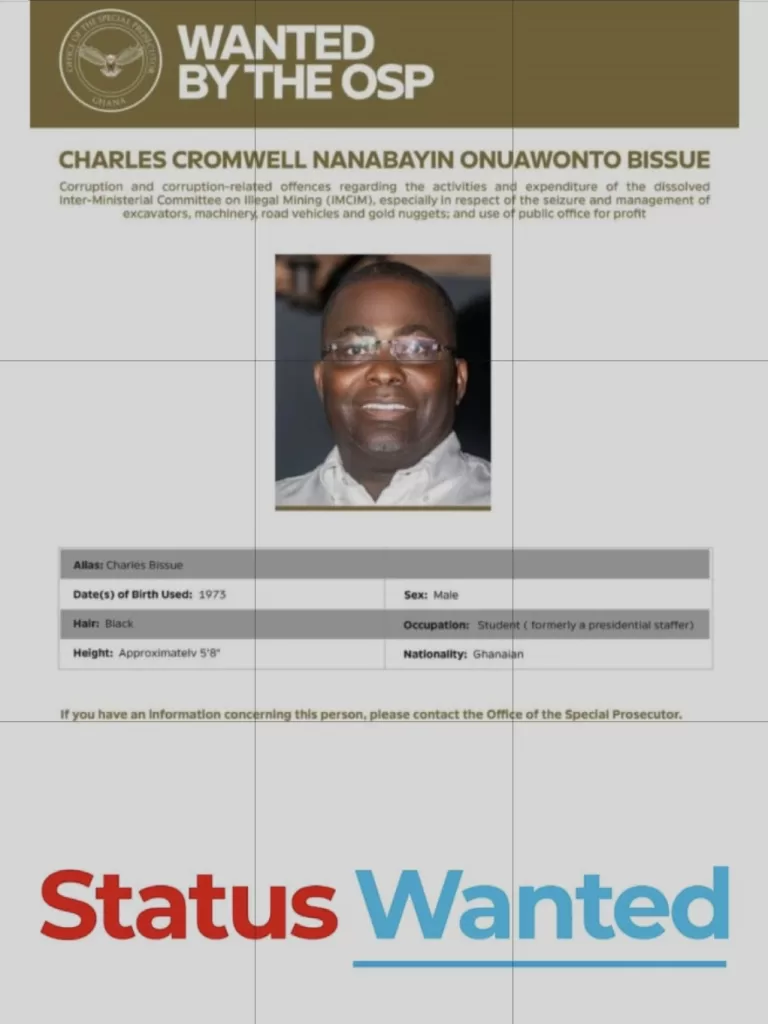 Office of Special Prosecutor declares former Presidential Staffer Charles Bissue ‘Wanted’