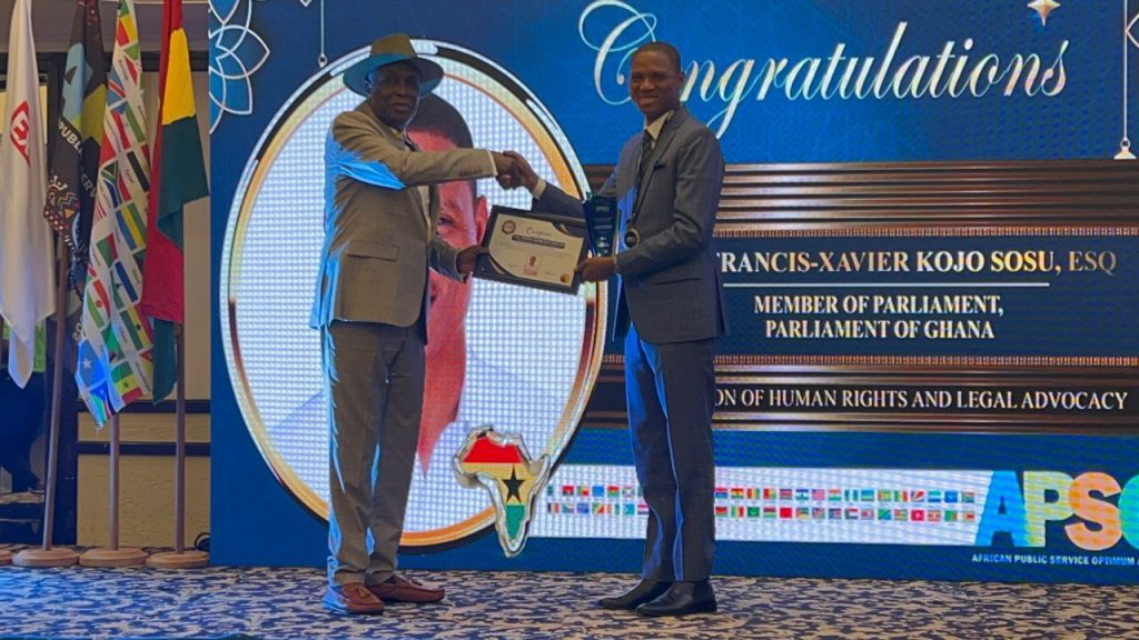 Francis-Xavier Sosu Adjudged Most Outstanding Member of Parliament Across Africa for Human Rights