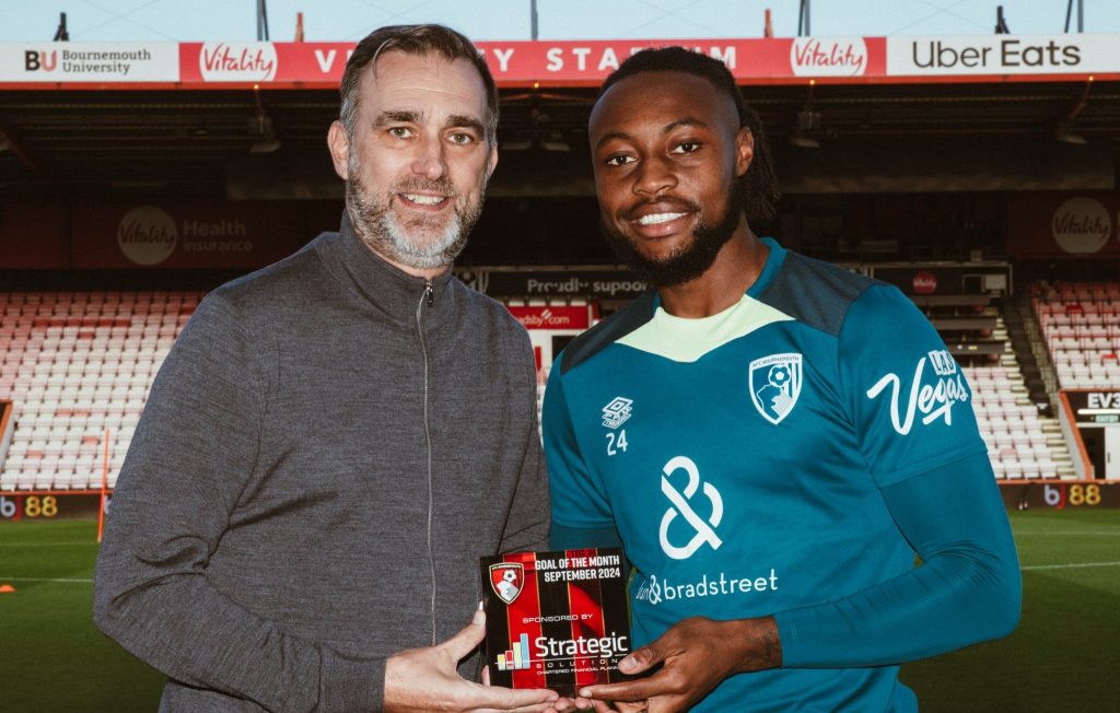 Antoine Semenyo wins Bournemouth's player and goal of the month award for September